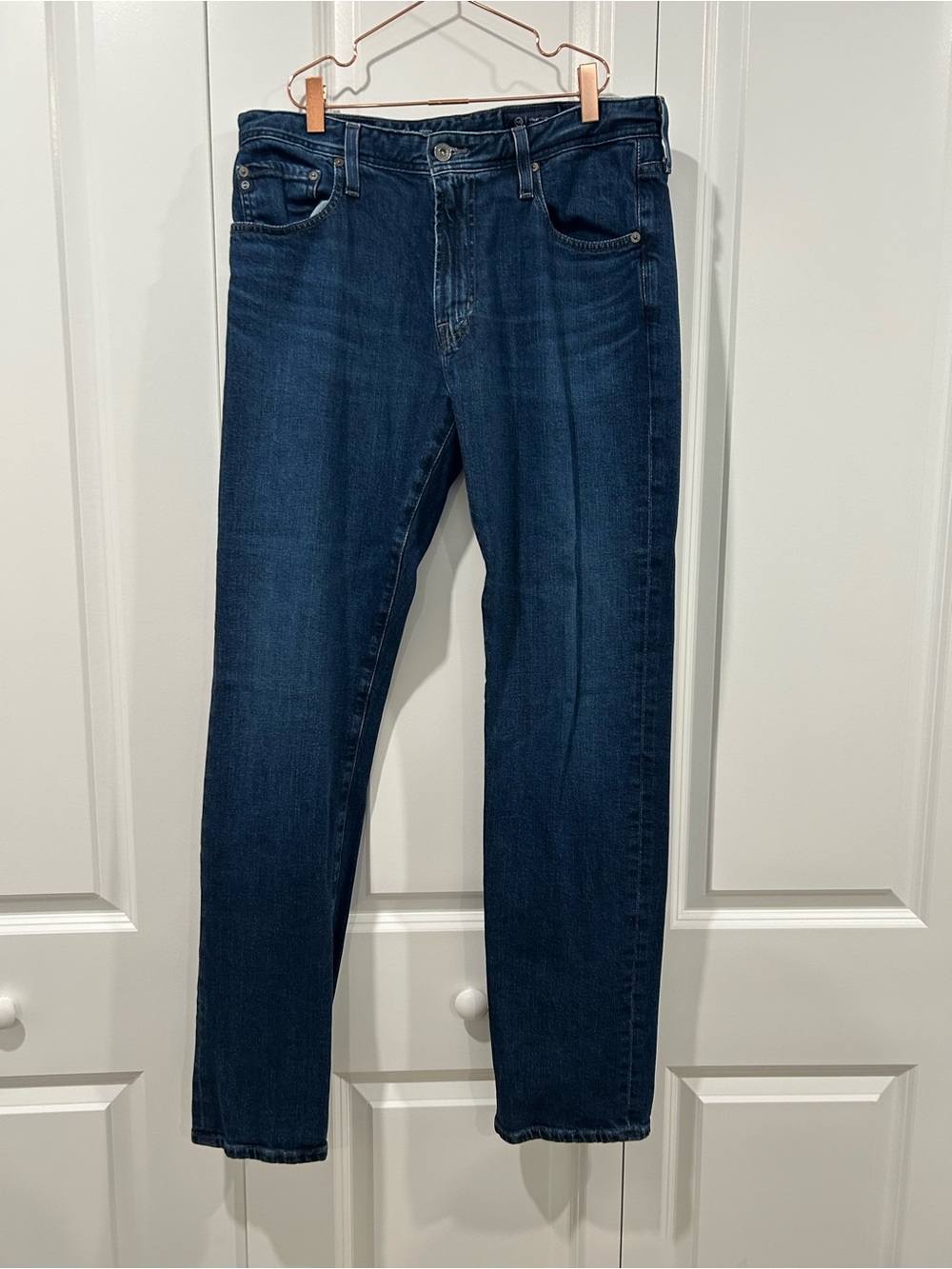 Ag Adriano Goldschmied Men’s Dark Indigo Slim Straight Jeans